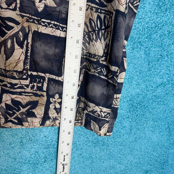 Vintage Hawaiian Reserve Shirt Floral Blue Cream Tan Aloha Button Up L - Picture 4 of 14
